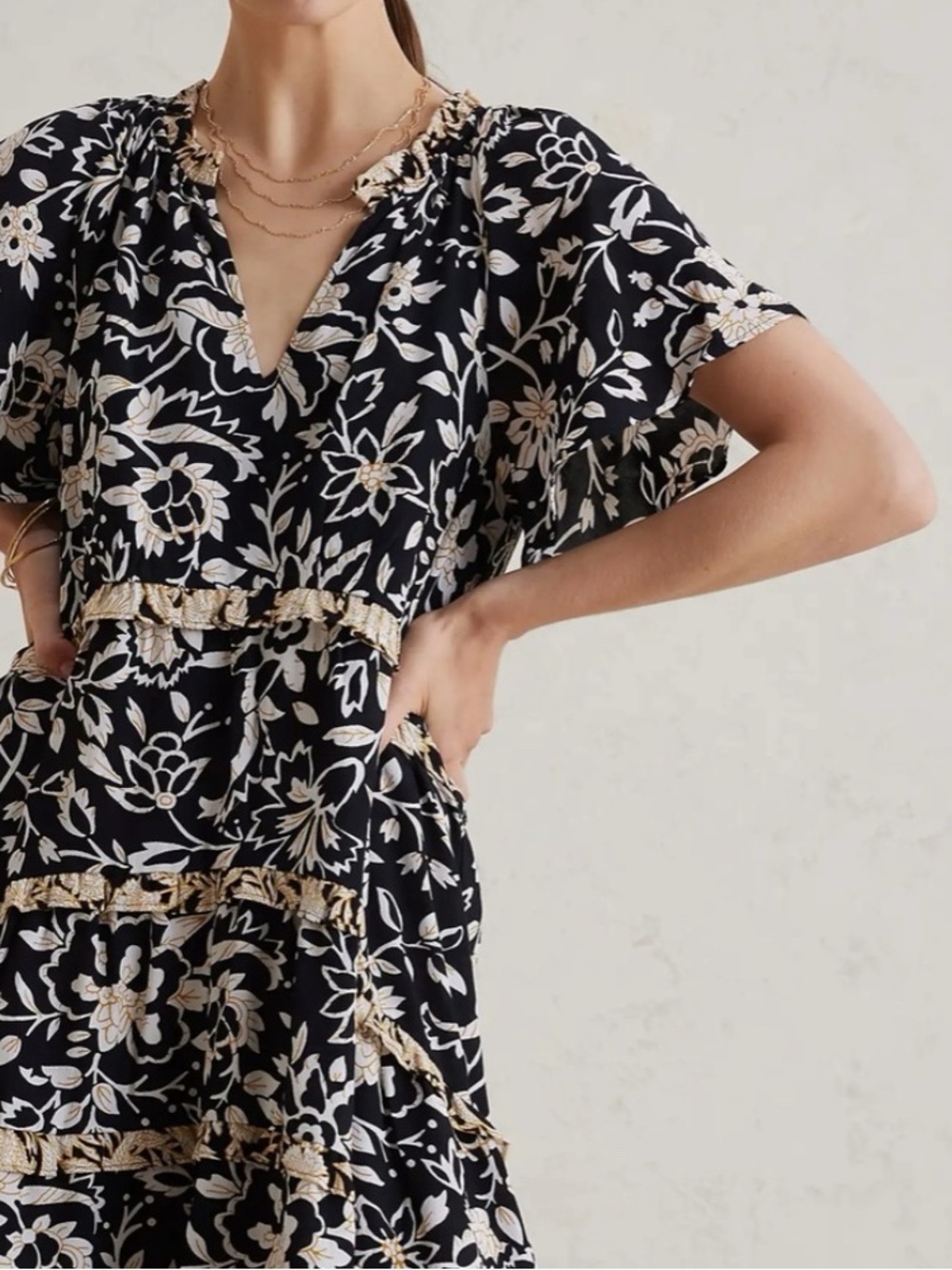 By Anthropologie Robin Tiered Mini Dress Size XXS - Picture 2 of 13